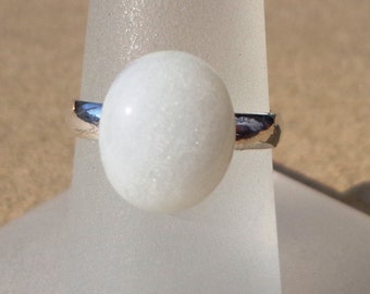 white quartz ring, adjustable base, free domestic shipping