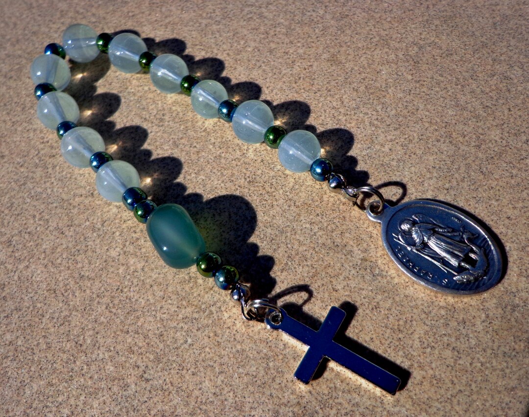 Archangel Raphael Rosary Silver Tone Cross One Decade - Etsy
