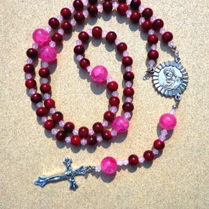 rosary, Catholic, 5 decades, crucifix, crimson red, prayer