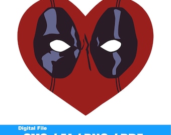 Logo a forma di cuore con volto di Deadpool, creazione fai da te (svg, png, ai, pdf)