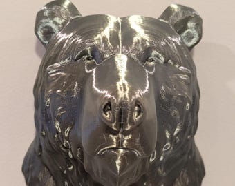 Rustic Grizzly Bear Wildlife Wall Hanging 3D Printed Wildlife Sculpture