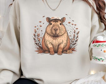 Boho Capybara Sweatshirt: Cozy Fall Animal Graphic Pullover