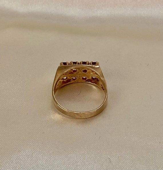 Vintage Ruby Ring: 9ct Gold, Two-Row Setting - image 7