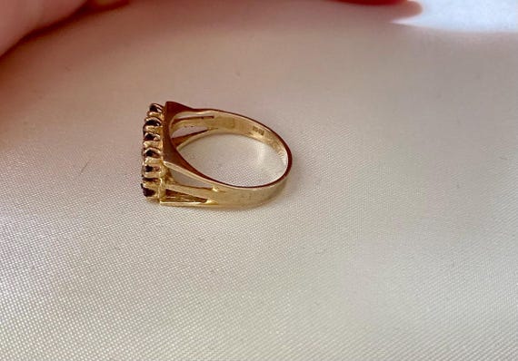 Vintage Ruby Ring: 9ct Gold, Two-Row Setting - image 4