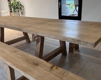 Solid oak dining table