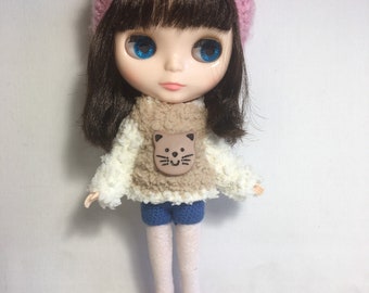 Gehäkelte Pullover-Jacke für Blythe Doll