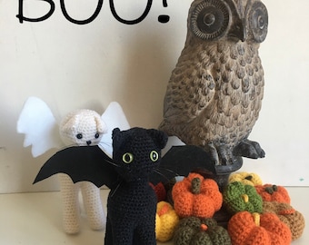 Amigurumi Halloween Katzen und Kürbisse Muster