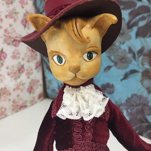 Der Herr Herr der Katzen OOAK Art Doll Sammlerpuppe, Polymer Clay Figur Bild 2