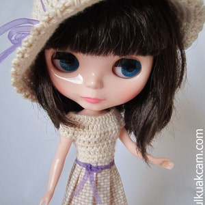 OOAK Beige crocheted Outfit set for Blythe image 1