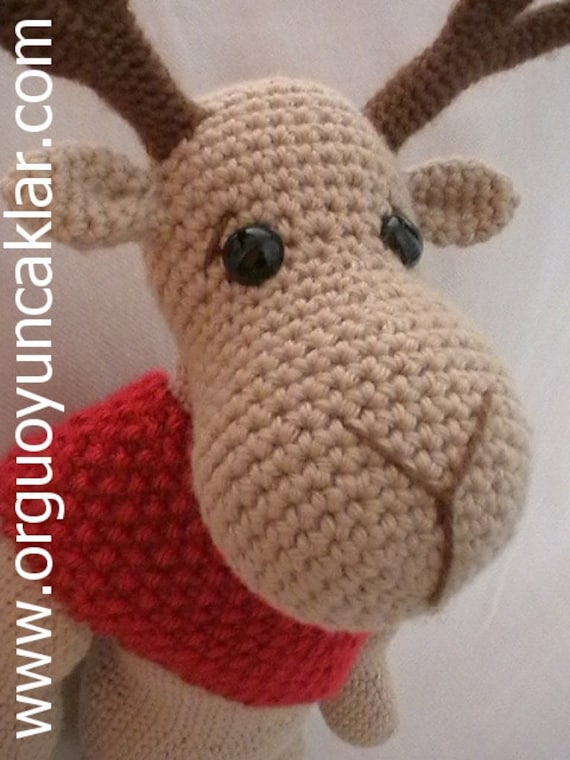 Crocheted Christmas Reindeer: 16" Cotton Yarn Holiday Decor