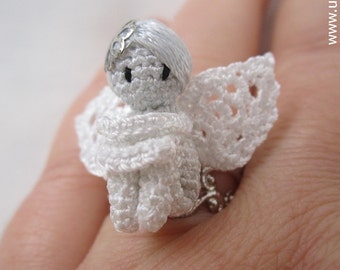 Crochet Angel Adjustable  Ring