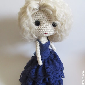 PDF Crochet Bluenavy Evening Gown Pattern for Deniz Doll