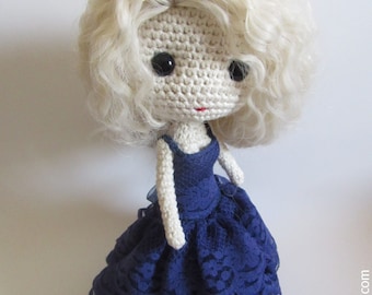 PDF Crochet Bluenavy Evening Gown Pattern for Deniz Doll