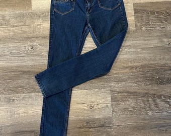 Dickies donkerblauwe skinny jeans voor dames met zakken met ritssluiting