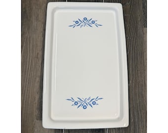 Vintage Corning Ware Blue Cornflower Electric Warming Tray Wood Handle No Cord