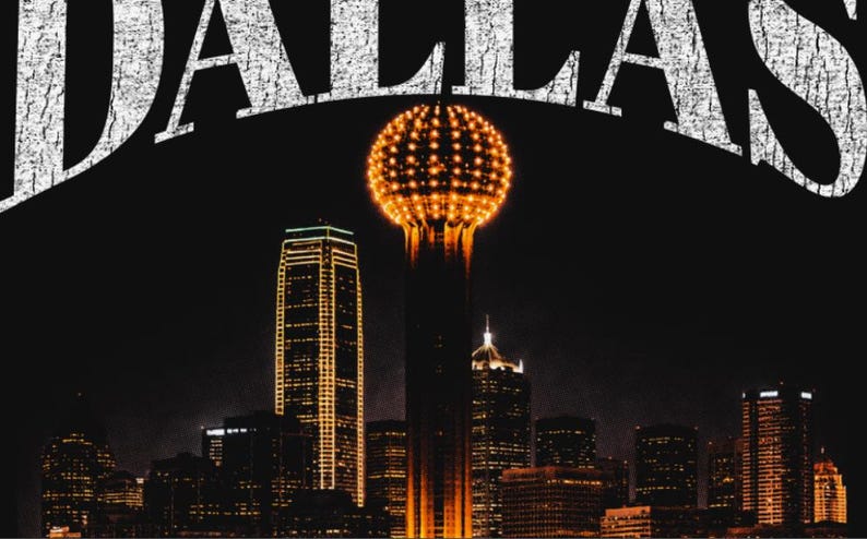 Dallas Texas Halftone Design | Vintage Black T-Shirt PNG | 16 x 20 in | 300 dpi image 2