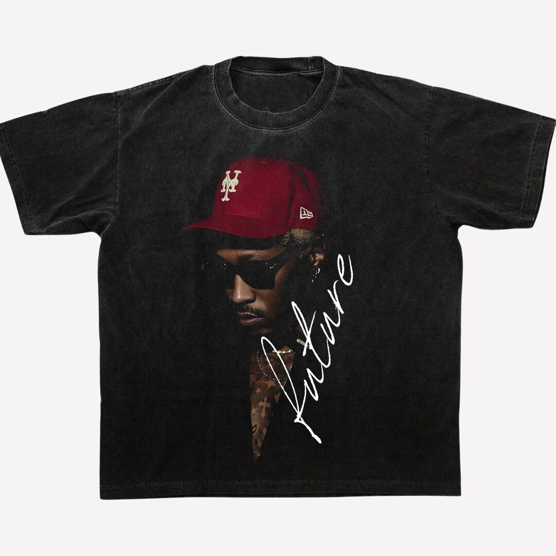 Black Rapper Tee Inspired by Future Halftone PNG Design | Hip-hop - Rap | Vintage Black ...