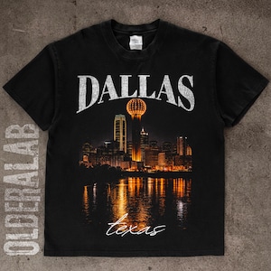Dallas Texas Halftone Design | Vintage Black T-Shirt PNG | 16 x 20 in | 300 dpi image 1