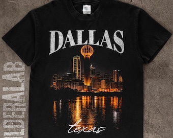 Halftoonontwerp Dallas Texas | Vintage zwart T-shirt, png | 16 x 20 inch | 300 dpi