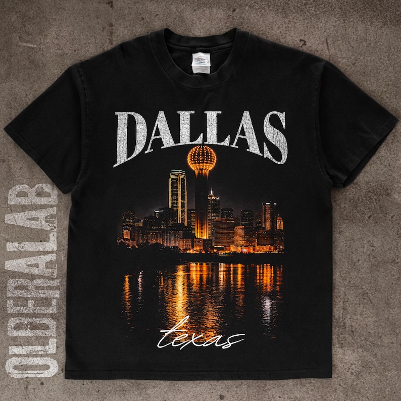 Dallas Texas Halftone Design | Vintage Black T-Shirt PNG | 16 x 20 in | 300 dpi image 1
