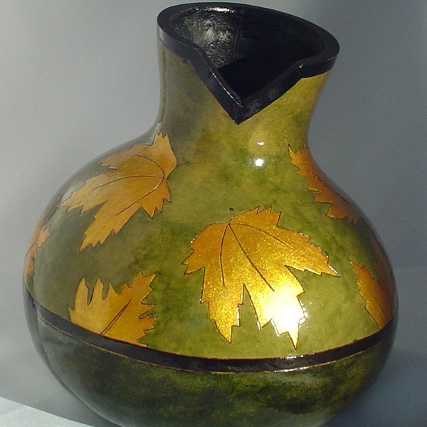 Maple and Birch Leaves Gourd Vase