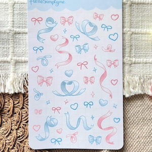 Pink & Blue Ribbon Confetti Sticker Sheet