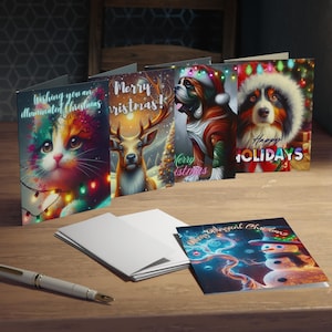 Wenskaarten, kerstkaartencollectie - inspirerende vriendelijke woorden met liefde, set van 5, briefpapierset voor feestdagen, bundel feestelijke kaarten,