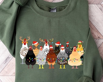Christmas Chickens Sweatshirt, Funny Christmas Chicken Sweatshirt, Cute Christmas Crewneck, Holiday Sweatshirt, Christmas Farm Sweatshirt