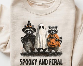 Spooky and Feral Raccoon Halloween Tee, Funny Witch Animal Tee, Cute Creepy for Fall, Raccoon Witch Tee, Spooky Season Shirt, Trick or Treat