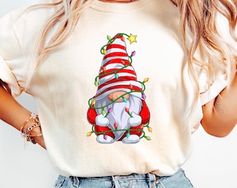 Christmas Gnomes Shirt, Cute Gnome Shirt, Women Holiday Gift, Christmas Gnomes Tee, Christmas Lights Crewneck, Funny Christmas Sweatshirt