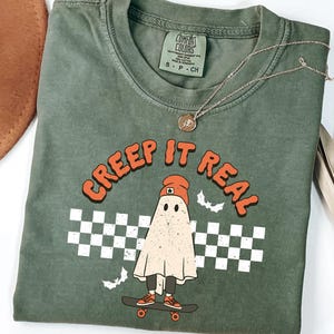 Comfort Colors® Creep It Real Shirt, Retro Halloween Shirt, Retro Ghost Shirt, Witch Shirt Fall Shirt Crewneck Spooky Creep Shirt Halloween