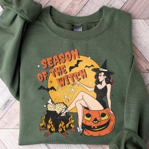 Season of the Witch Shirt, Funny Vintage Halloween Tshirt, Cute Retro Horror Social Club Tee, Fall Party Trendy Spooky Clothing
