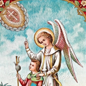 Guardian Angel Icon Print | Beautiful Image of Our Holy Guardian Angels | Catholic Artwork
