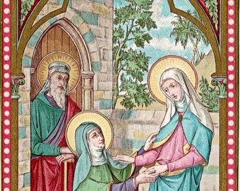 The Visitation Icon Print | Virgin Mary meets St. Elizabeth | Catholic Artwork