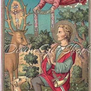 Saint Hubert Icon Print | Patron Saint of Belgium, Hunters, Mathematicians, Opticians, Metalworkers | Gorgeous Saint Print | Catholic Art