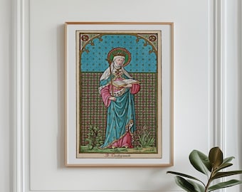 Icon St. Radegunde, Beautiful Catholic Print of the Frankish Princess. Foundress of the first monastery of nuns in Gaul.