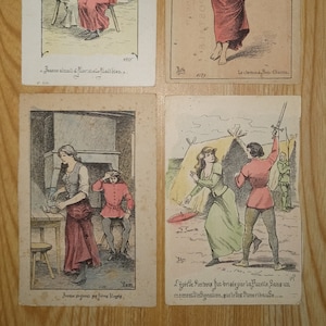Antieke ansichtkaarten van de jonge Jeanne d'Arc, Maagd van Orleans