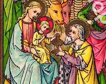 Nativity Scene Icon Print | Three Kings with Christ Child Icon | Christmas Art