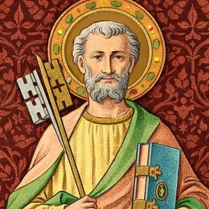 St Peter the Apostle Icon Print | Patron Saint of Fishermen, Boat, Clock Makers & Popes