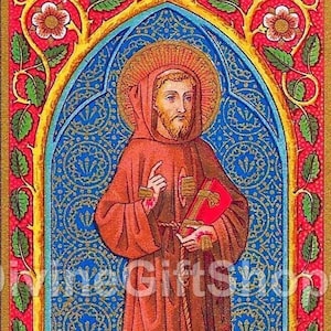 Saint Francis of Assisi Icon Print; Patron Saint of Animals and the Poor, Italy, Gorgeous Image of this Great Saint