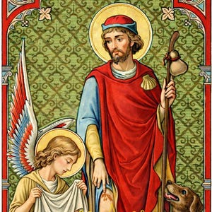 St. Roch Icon Print | Patron of the sick, Cancer, healers, hospitals, and protector against plagues