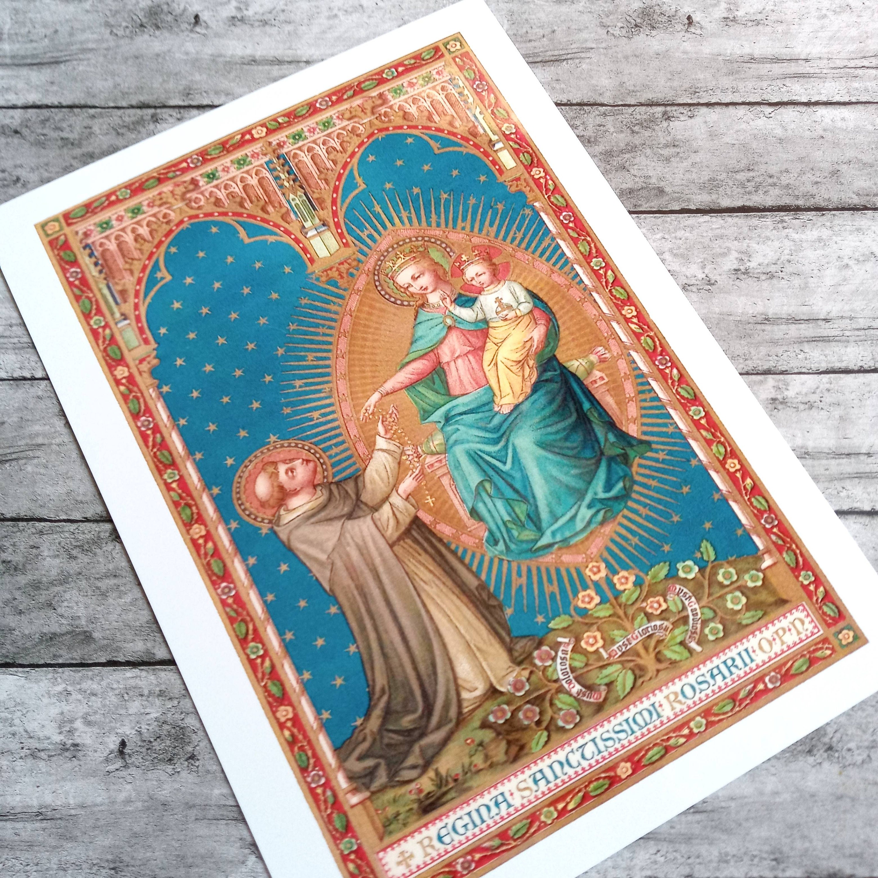 Queen of the Most Holy Rosary Icon Print | Saint Dominic | Catholic ...