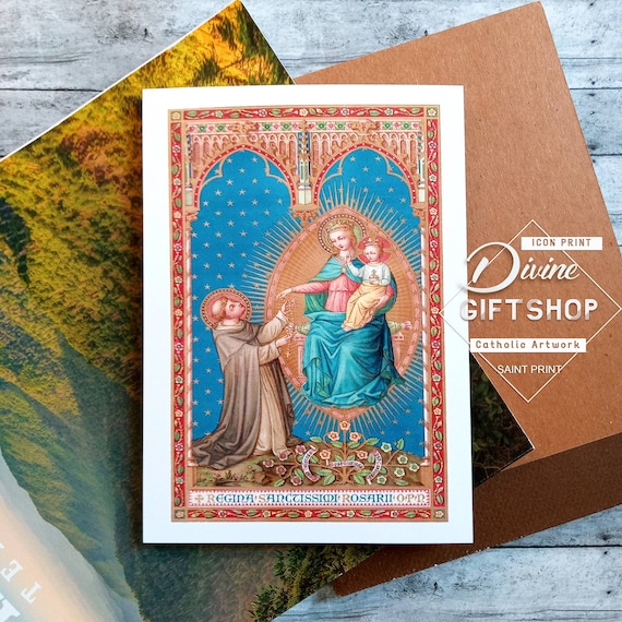 Queen of the Most Holy Rosary Icon Print Our Lady of the Most - Etsy