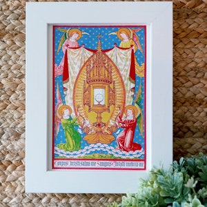 Icon The Blessed Sacrament | Catholic Print | Gorgeous Angels Adoring The Eucharist | Catholic Print | Catholic Artwork
