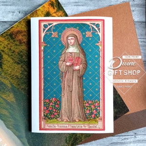 Saint Jeanne-Françoise de Chantal-pictogramafdruk | Patroonheilige van vergeten mensen; schoonfamilie problemen; verlies van ouders; weduwen | Katholiek kunstwerk