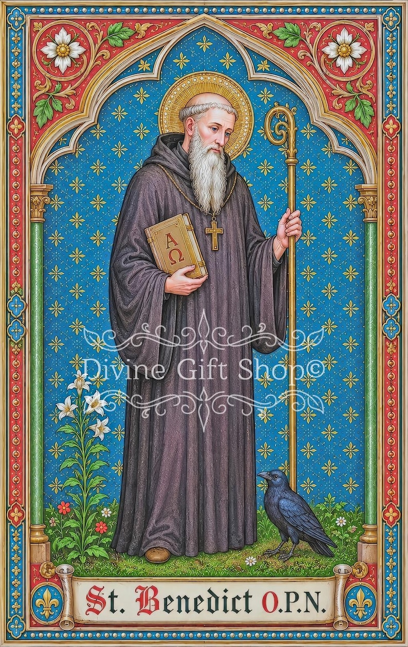 Saint Benedict of Nursia Icon Print | Protection Against Evil ...