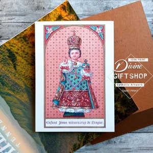 L'icône du saint enfant de Prague | Enfant Jésus de Prague | Oeuvre d'art catholique | Art catholique vintage