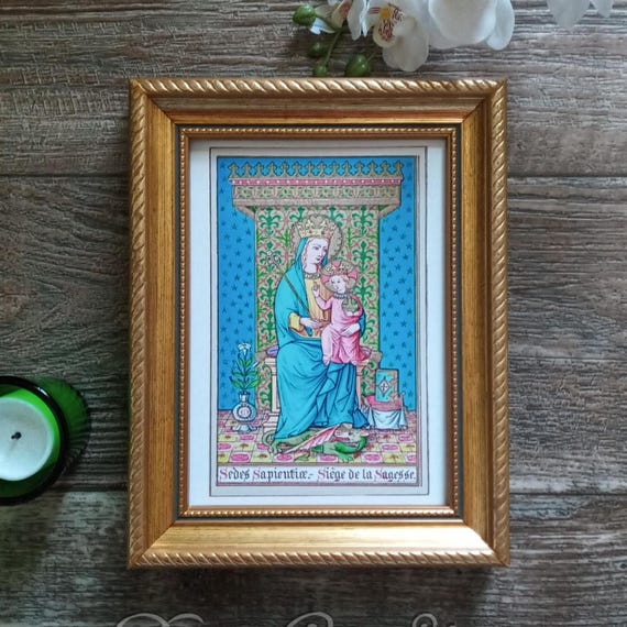 聖母マリアの知恵の玉座のイコン版画 | カトリックの芸術作品