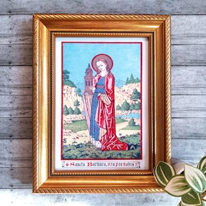 St. Barbara Icon Print - Patron Saint of artillerymen, architects, mathematicians, miners - Catholic Artwork