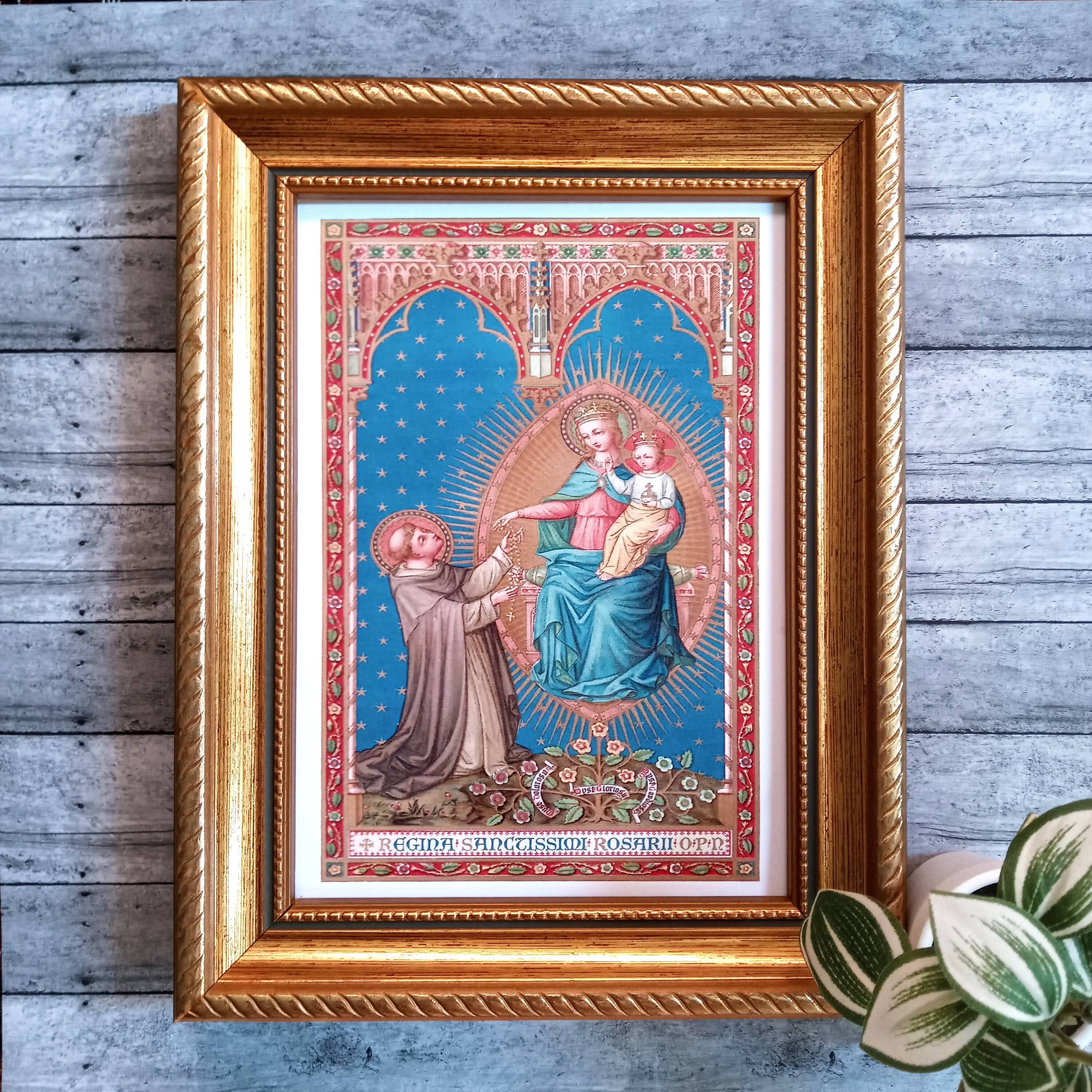 Queen of the Most Holy Rosary Icon Print | Saint Dominic | Catholic ...